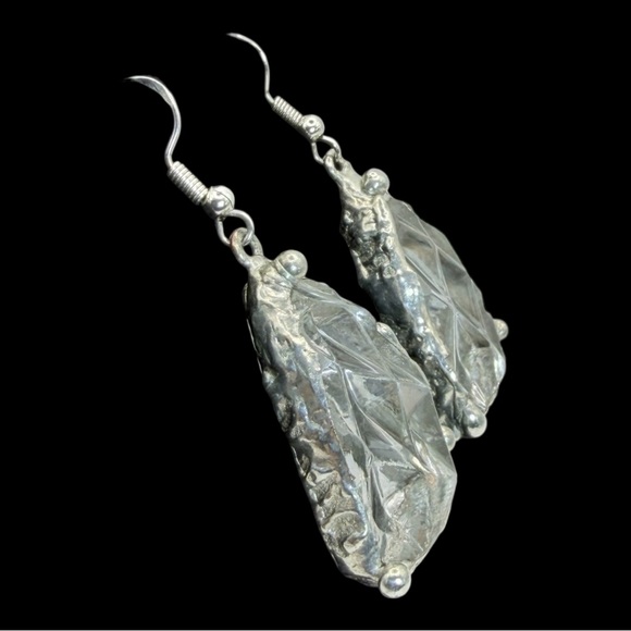 Anchor Hocking Crystal Glass Artisan Earrings W/ Silver Blend Bezel & 925 Hooks - Picture 17 of 17
